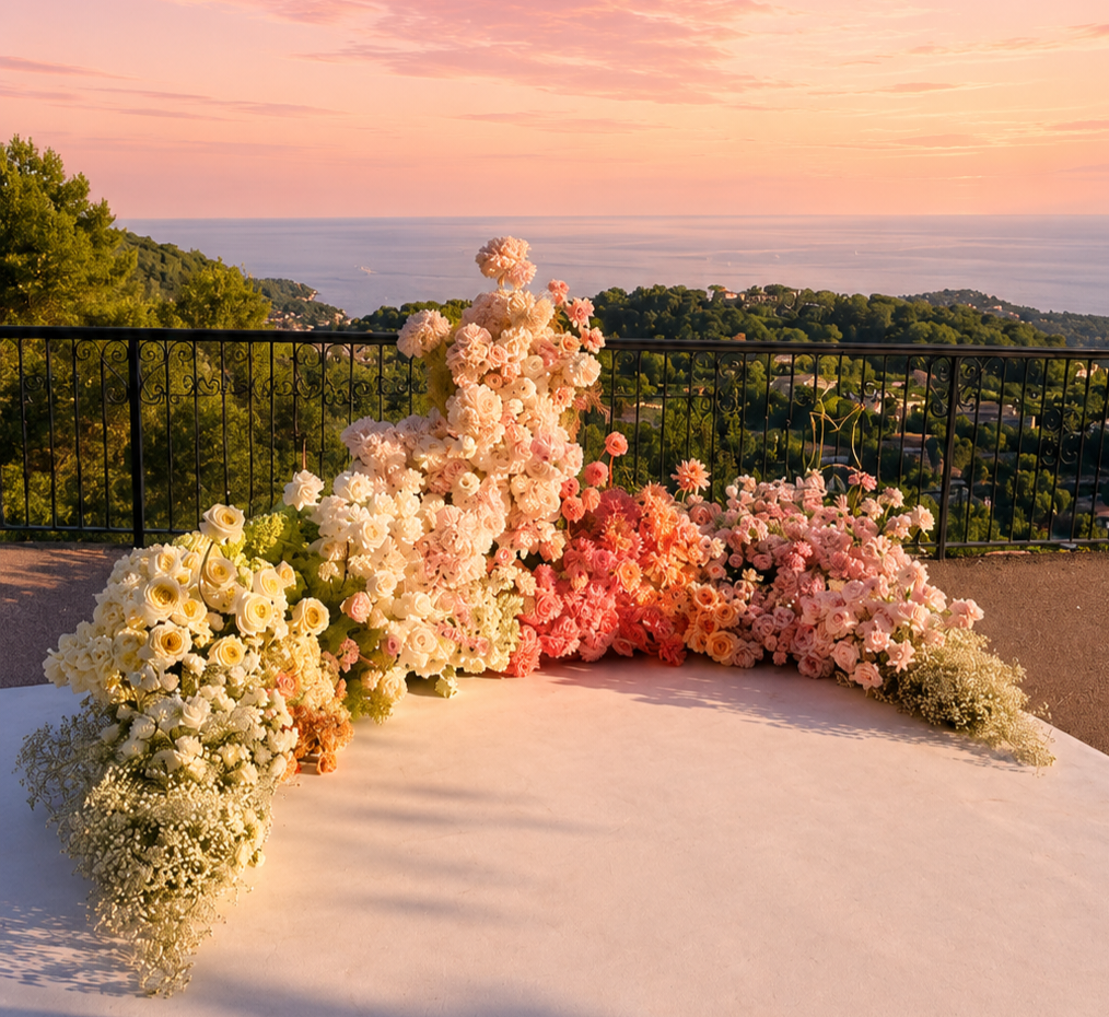 Décoration florale mariage — roses et pivoines